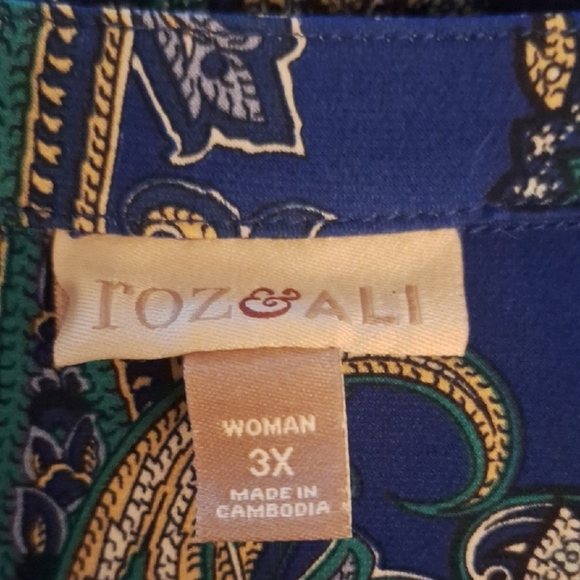 Roz & Ali Blue and Green Paisley Top Size 3X - Picture 7 of 7